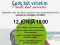 Aicina uz semināruGods būt vīrietim/prieks būt sievietei